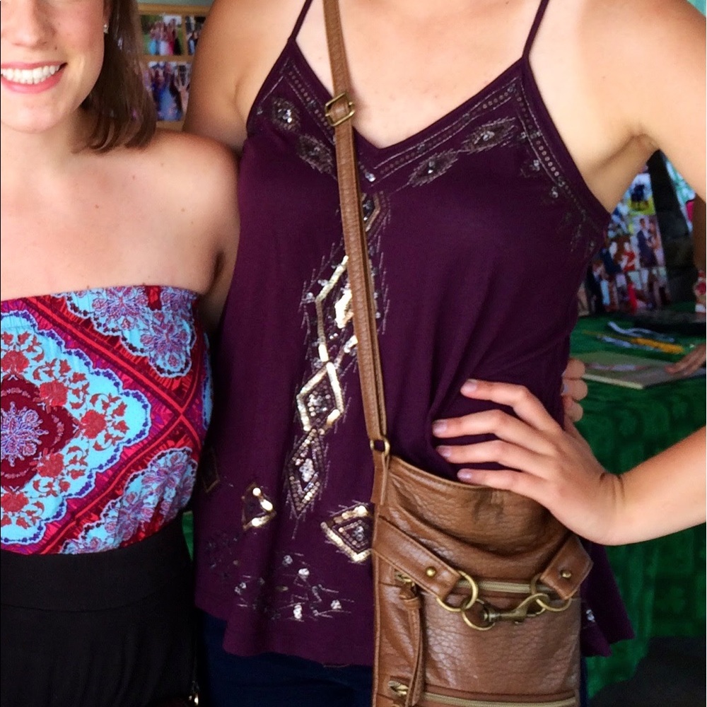 Express plum tank with sparkle detailing